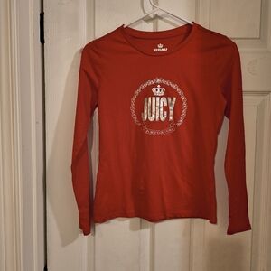 Juicy Couture Red Long Sleeve Tee with Silver Logo XS